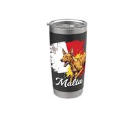 Malta faraón perro perro bandera maltesa arte grunge Vaso térmico de acero inoxidable de doble pared