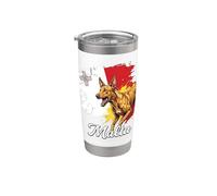 Malta faraón perro perro bandera maltesa arte grunge Vaso térmico de acero inoxidable de doble pared