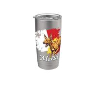 Malta faraón perro perro bandera maltesa arte grunge Vaso térmico de acero inoxidable de doble pared