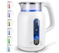 MalTec Hervidor de agua de cristal de 1,5 L con selección de temperatura y LED