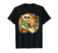 Maltés Bebiendo café Helado en un Columpio DIGOR Camiseta
