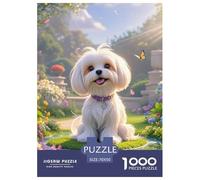 maltés Puzzle 1000 Piezas, Perro, Clásicos Rompecabezas De Bricolaje, Desafío Ideal, Colección De Arte, para Adultos Y Niños A Partir De 12 Años 70x50cm/1000pcs