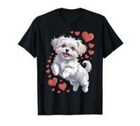 Maltese Dog Love Heart Valentines Day Dog Lover Camiseta
