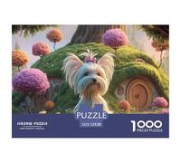 Maltese_Dog_with_Pink_Ears 1000 Piece Papel Premium Rompecabezas Puppy Whimsical Fairy Tale Alivio Estrés Jigsaw Decoración Amigos 52x38cm/1000pcs