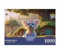 Maltese_Dog_with_Pink_Ears 1000 Pièces Rompecabezas Cozy Hobbit Home Divertido, Desafiante Y Estimulante para Adultos Juego De Desafío Difícil 38x26cm/1000pcs