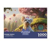 Maltese_Dog_with_Pink_Ears 1000 Pièces Rompecabezas Puppy Whimsical Fairy Tale Desafiante Único para Adultos Jouets De Défi Familial 38x26cm/1000pcs