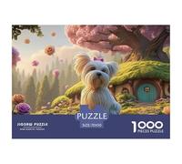 Maltese_Dog_with_Pink_Ears 1000 Pzas Corte Preciso Rompecabezas Puppy Whimsical Fairy Tale Familia Jigsaw Educativo Adultos 70x50cm/1000pcs