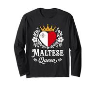 Maltese Queen Malta Flag Proud Maltese Woman Manga Larga