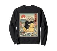 Maltipoo Dog Ninja Japón Vintage Japonés Ukiyo-e Arte Sudadera