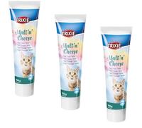 Malt'n'Cheese Anti-Hairball | Paquete Triple | 3 x 100 g | Complemento alimenticio para gatos | Apoya la digestión y ayuda con los pelos ingeridos | Sin azúcar añadido