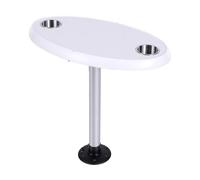 Malufain Mesa para Barco Pontón Extraíble de 29,53 X 17,72 X 27,17 Pulgadas | ABS y Aleación de Aluminio, Dos Portavasos, Compatibilidad con Yates RV, Mesa Marina, Fijación con Tornillos, Diseño