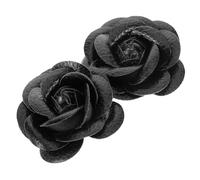 MALUGOGO 1 par de adornos para zapatos para zapatos de tacón de tacón delicado flor sintética ligero fácil de llevar mujeres, novia, reunión familiar, 2.3 x 2.3 x 0.8 pulgadas, color negro floral