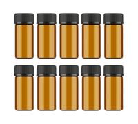 MALUGOGO 10 botellas de vidrio de 3 ml para aceites esenciales con tapa de grano a prueba de fugas y tapón de agujero, mini botellas portátiles para viajes y uso recargable