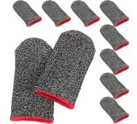 MALUGOGO 10 fundas negras para dedos hechas de fibra plateada, fundas protectoras transpirables y ultrafinas que protegen los dedos de la fricción para juegos móviles