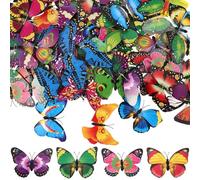 MALUGOGO 100 broches de solapa de mariposas, broches decorativos de PVC con forma de mariposas, no se decoloran y son fáciles de mantener, para decorar sombreros o bolsos