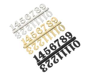 MALUGOGO 15 Piezas Números de Reloj DIY 2 Cm, Números Árabes y Romanos en Plata, Oro y Negro, Accesorios para Reparación y Repuesto de Relojes de Pared, Kit Práctico para Bricolaje
