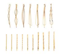 MALUGOGO 17 Piezas Pinzas Cabello Doradas Diseño de Perlas Artificiales, Aleación Resistente y Buen Agarre, Accesorios Elegantes para Mujeres y Niñas Varios estilos