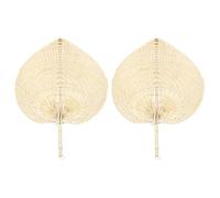 MALUGOGO 2 abanicos de mano de césped natural, abanicos de palma beige para decoración de bodas y paredes, accesorios de fotos