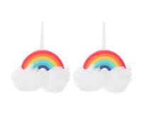 MALUGOGO 2 bolas de malla de baño con forma de arco iris para limpiar el cuerpo con material de polietileno suave para eliminar eficazmente el polvo y limpiar el cuerpo, adecuado para uso en el baño