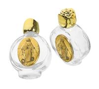 MALUGOGO 2 botellas de agua bendita de vidrio en relieve, ligeras, decorativas, para almacenamiento recargable, para decoración del hogar y uso personal