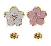 MALUGOGO 2 broches decorativos de flor de cerezo, ramillete de aleación de zinc, broche de moda para decorar ropa, sombreros, fiestas, aniversarios, 1,7 x 1,7 x 0,7 cm, estilo aleatorio de flor de