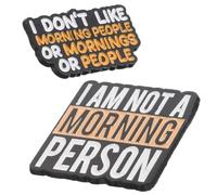 MALUGOGO 2 broches divertidos con texto en inglés "i'm Not An Early Riser" hechos de aleación de zinc con diseño único y material firme, accesorios de fiesta o hebilla de chal para hombres y mujeres