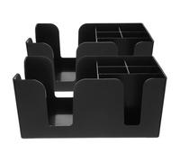 MALUGOGO 2 cajas de almacenamiento de polipropileno negro con divisor para bolsas de té, paquetes de azúcar y palitos de agitación, organizador de estación de café para encimera de bar y