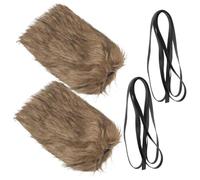 MALUGOGO 2 calentadores de piernas vikingos para hombres y mujeres, material de poliéster suave y cómodo con diseño envolvente, accesorios de estilo retro marrón para fiestas de disfraces y moda