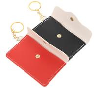 MALUGOGO 2 carteras de piel sintética con llavero de anillo de metal organizador para viajes y uso diario, almacenamiento portátil de tarjetas y monedas en varios colores