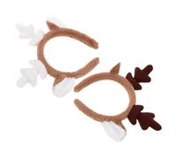 MALUGOGO 2 diademas de cuernos de reno, accesorios de felpa con forma realista de cuernos de ciervo, diseño cómodo que mantiene el cabello en su lugar para lavar y sesiones de spa, edición de Navidad