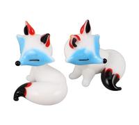 MALUGOGO 2 figuras de cristal de zorro de dibujos animados creativos de animales, decoración blanca que mejora el estado de ánimo, fácil de limpiar, para sala de estar y ocasiones especiales