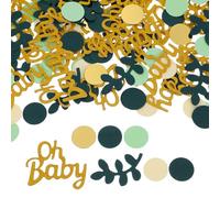 MALUGOGO 2 juegos de confeti de papel decorativos para fiestas con letras, hojas, círculos para fiesta de ducha, relleno de globos y decoración de pasteles, decoración de mesa, 2 juegos