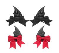 MALUGOGO 2 Pares Pinzas Cabello de Halloween Alas de Murciélago y Cuernos de Demonio, Diseño Ligero y Ajuste Seguro para Celebraciones Espeluznantes y Manualidades DIY