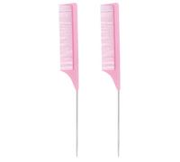 MALUGOGO 2 peines de fibra de carbono y acero inoxidable, color rosa, para peluquería profesional y herramientas de peinado