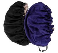 MALUGOGO 2 Piezas Gorro de Satén para Dormir de Doble Capa para Mujer, Agradable y Cómodo, Adecuado para Proteger el Cabello Durante la Noche el Baño