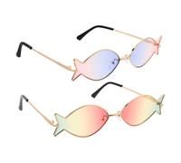 MALUGOGO 2 Unidades Gafas de Sol de Hombre Forma de Pez, Ligeras Protección Uv, Diseño Tropical para Fiestas Hawaianas y Viajes Playa