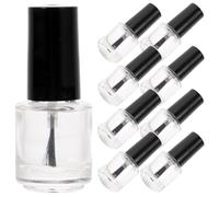 MALUGOGO 20 botellas de esmalte de uñas de vidrio con cepillo y tapa de aluminio negro, 5 ml, ligero y fácil de ver, volumen restante, adecuado para almacenamiento de arte de uñas