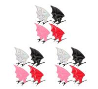 MALUGOGO 24 pinzas para el pelo con alas de murciélago, accesorios para disfraz de Halloween, color rojo, negro, rosa, plateado, horquillas de murciélago para fiesta de disfraces de terror