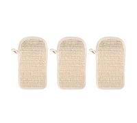 MALUGOGO 3 Bolsas Exfoliantes para Baño de Algodón y Lino con Acción Exfoliante, Esponja de Ducha Natural Beige Adecuado para Viaje y Uso Diario