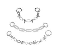 MALUGOGO 3 cadenas de zapatos de metal punk para mujer, joyería gótica con espina, diseños de cuchillas, accesorios de encanto de zapatos hip-hop para tenis y botas, decoraciones de estilo urbano