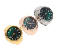 MALUGOGO 3 mini anillos de dedo para relojes, elegantes anillos de acero inoxidable con diseño decorativo moderno, no se deforma ni rompe fácilmente para el uso diario
