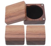 MALUGOGO 3 Piezas Caja de Almacenamiento para Monedas Acabado Decorativo Cierre Magnético Portátil de Madera Natural para Escritorio u Oficina