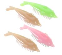 MALUGOGO 4 cepillos de uñas con forma de delfín, cepillos de uñas con cerdas flexibles, asas de plástico, no se doblan fácilmente, no rayan la piel para uso doméstico