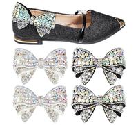 MALUGOGO 4 clips de lazo para zapatos con diamantes de imitación para zapatos de tacón y zapatos planos, versátiles y fáciles de usar, accesorios para zapatos con hermoso diseño y elegancia
