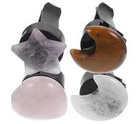 MALUGOGO 4 clips de ventilación de coche de cristal, cristales de metal, instalación de clip, difusión de fragancia, luna, corazón, estrella, formas, varios colores para interior del coche, color