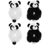 MALUGOGO 4 lazos para el pelo de panda de felpa, elásticos, cómodos de llevar, adorable estilo dulce para compartir con amigos