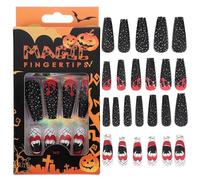 MALUGOGO 48 uñas postizas de plástico ultrafinas con diseño gótico largo, no son fáciles de romper, para fiestas de Halloween y citas de fin de semana, adecuadas para tamaños de dedos