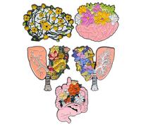 MALUGOGO 5 broches de metal para solapa de órgano, diseño de anatomía creativa, aleación, decorativo, fijado en la ropa utilizada para chaquetas, varios colores, elementos relacionados con la forma