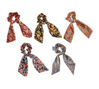 MALUGOGO 5 Coleteros Pelo de Tela Diseño Floral, Paquete de 5 Piezas, Fáciles de Quitar y Sujetan Bien, Accesorios Pelo de Niñas Color Aleatorio