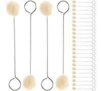 MALUGOGO 50piezas Metal Handle Wool Daubers Profesional Wool Ball Brush For Leather Dye Application Sturdy Design For Even Color Coverage In Leather Crafting DIY Projects